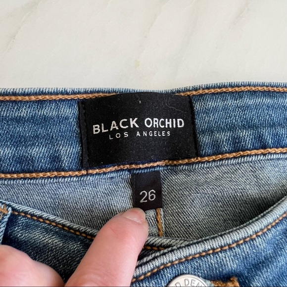 Black Orchid Jude Zipper Detail Skinny Jean Indigo Sz 26 - Picture 4 of 13